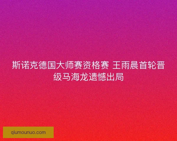 斯诺克德国大师赛资格赛 王雨晨首轮晋级马海龙遗憾出局