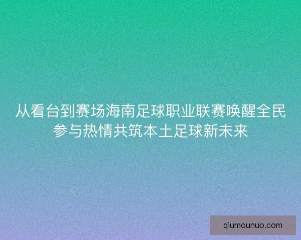 从看台到赛场海南足球职业联赛唤醒全民参与热情共筑本土足球新未来 从看台到赛场海南足球职业联赛唤醒全民参与热情共筑本土足球新未来